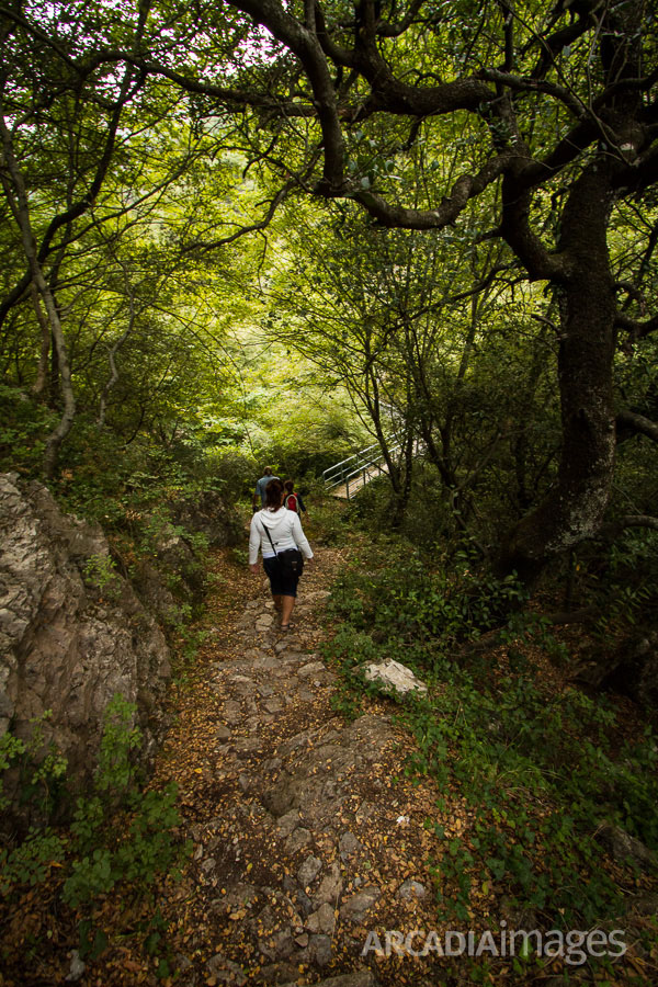 Hiking at Lousios gorge. Arcadia, Peloponnese, Greece