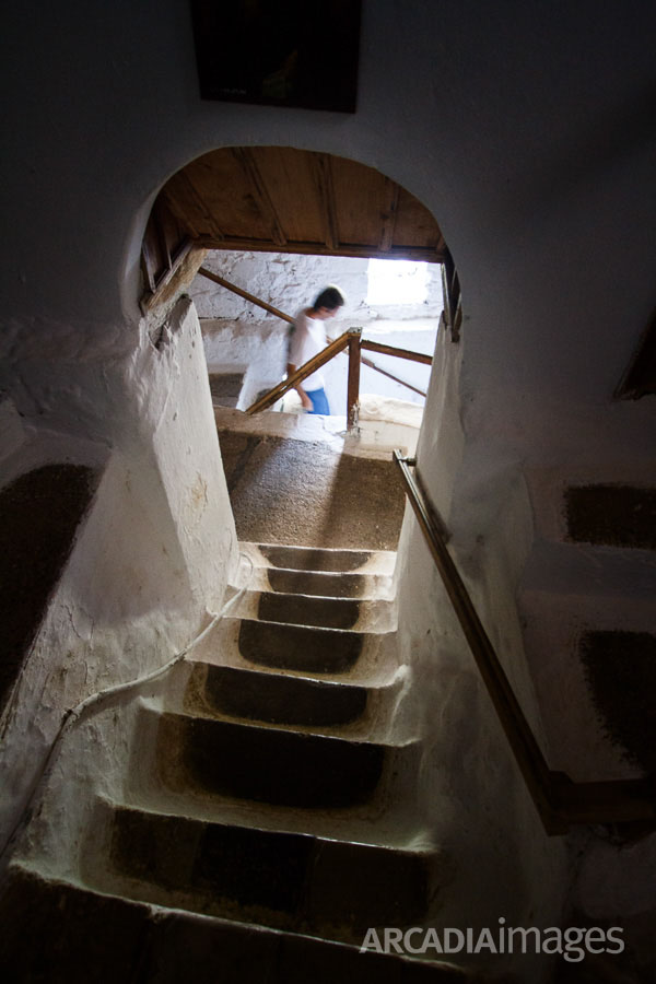 The stairs leading to the yard of the Prodromou Monastery. Arcadia, Peloponnese