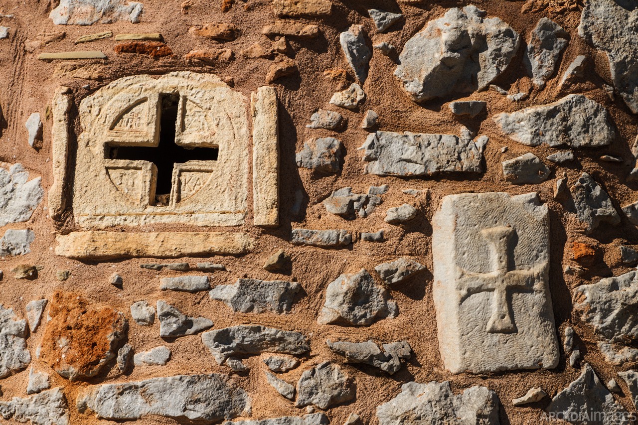 A church wall in Kotronas village. East Mani, Laconia, Peloponnese