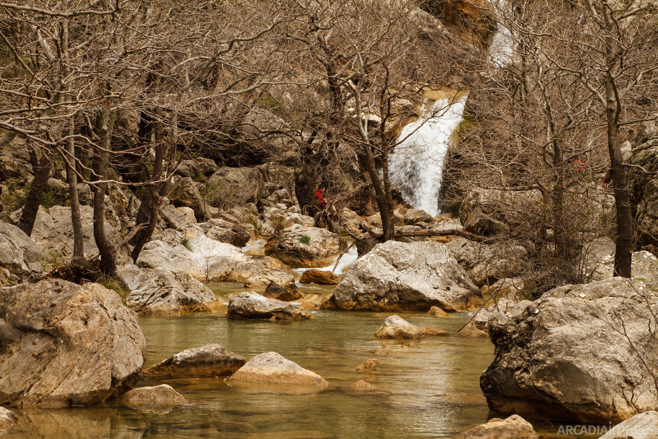 The Lepida Waterfalls and gorge created by Vrassiatis river. Kynouria, Arcadia, Peloponnese.