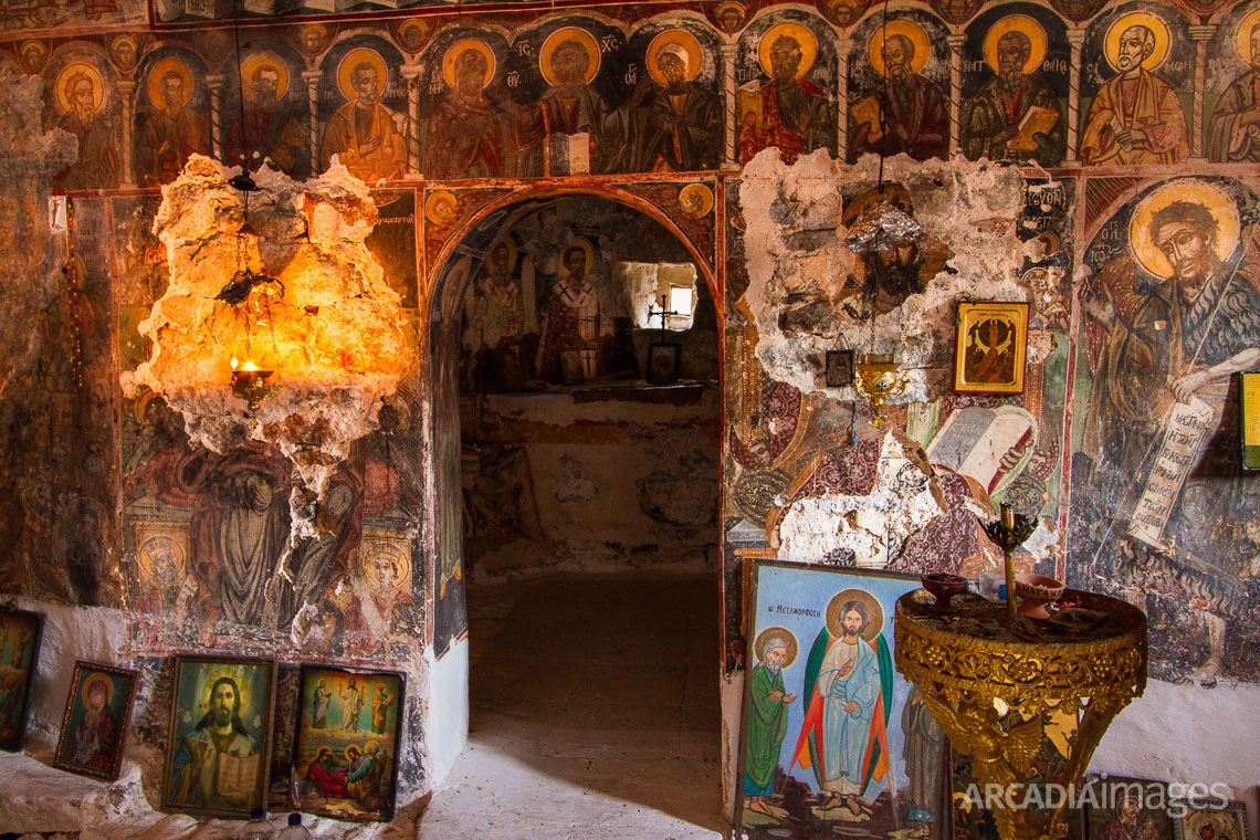 Frescos in Sotiros Monastery, 1500 AD. Kotronas, Mani, Laconia, Peloponnese