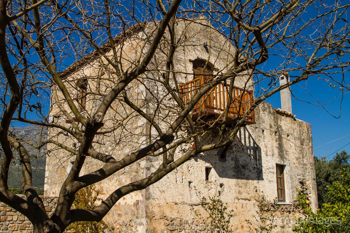 Traditional architecture in Kotronas village. East Mani, Laconia, Peloponnese