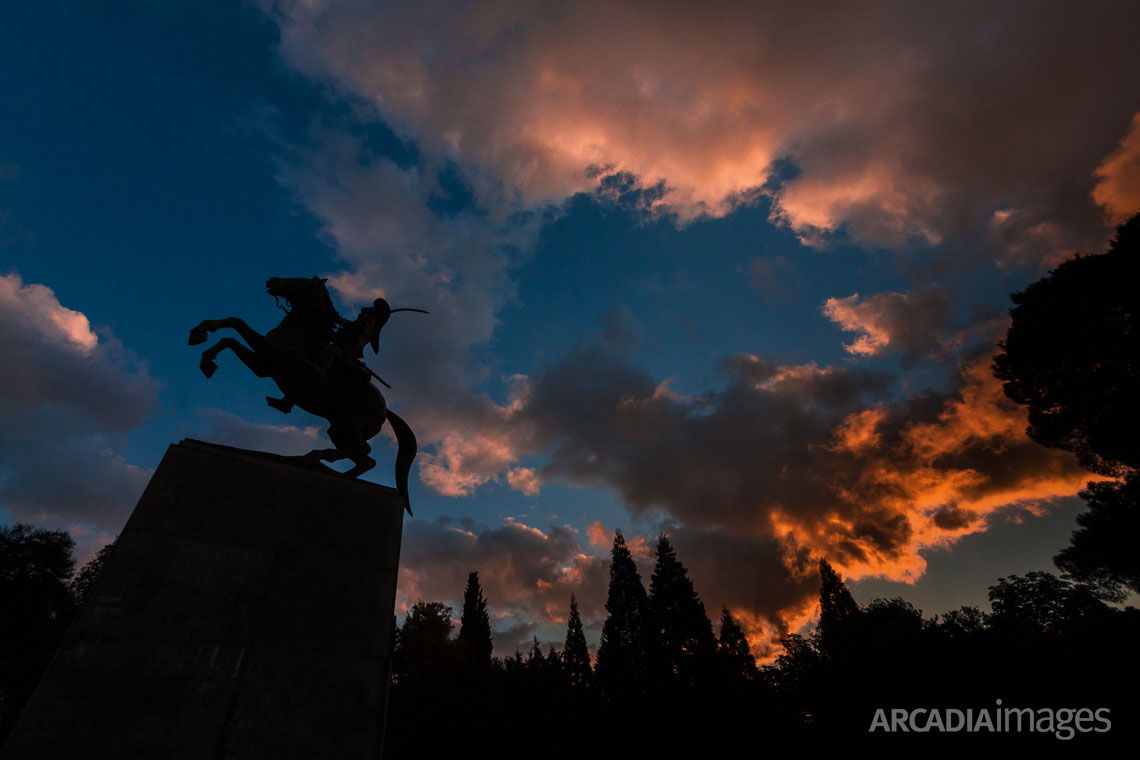 The statue of Theodoros Kolokotronis, General and leader of the Greek War of Independence against the Ottoman Empire. Tripoli, Arcadia, Greece