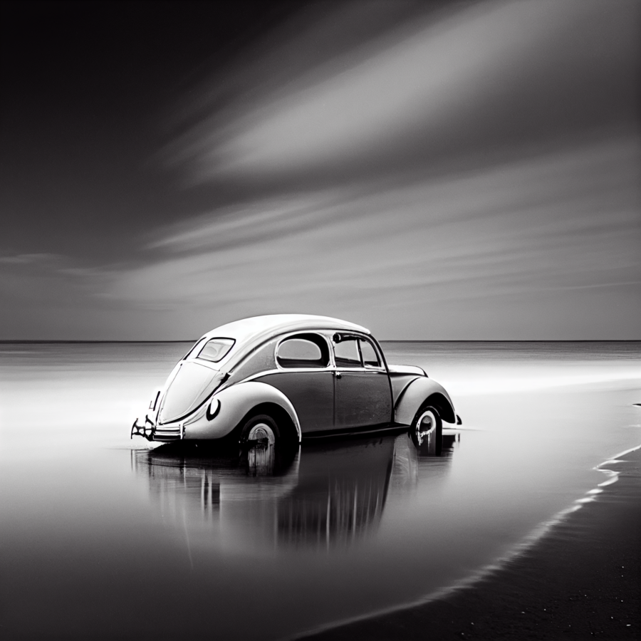 Ο VW σκαραβαίος σε ασπρόμαυρη εικόνα μακράς έκθεσης. Θοδωρής Παπαγεωργίου - Arcadia Images